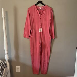 Vintage Victoria's‎ Secret pointelle thermal union suit Onesie Pajamas Pink